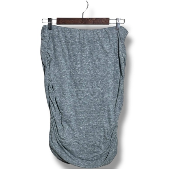 Old Navy Heather Gray Ruched Midi Bodycon Stretch Elastic High Waist Comfy Skirt - Picture 8 of 15